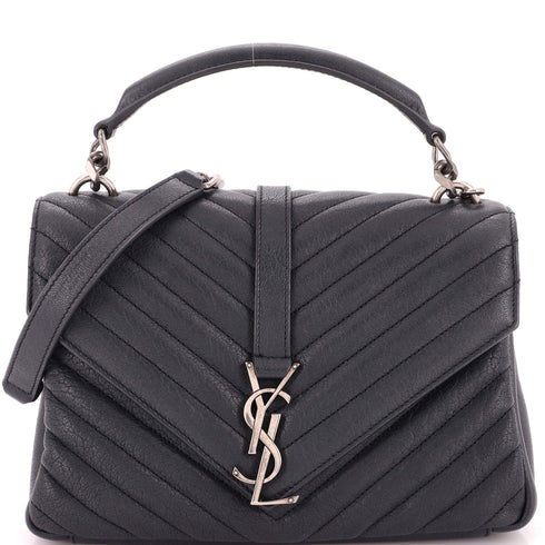 Classic Monogram College Bag Matelasse Chevron Leather Medium