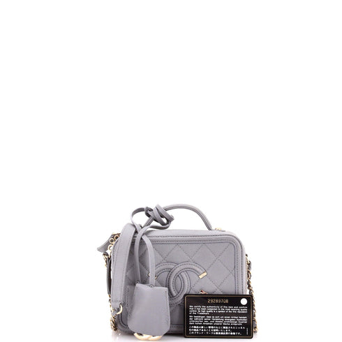 Filigree Vanity Case Quilted Caviar Small