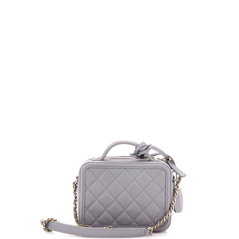 Filigree Vanity Case Quilted Caviar Small