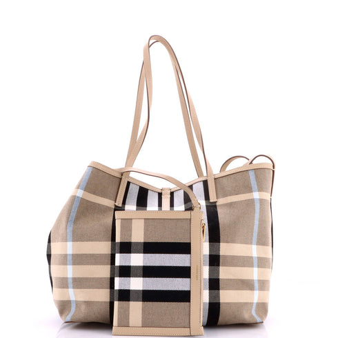 Beach Tote Vintage Check Canvas XL