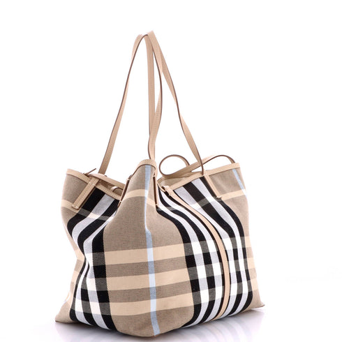 Beach Tote Vintage Check Canvas XL