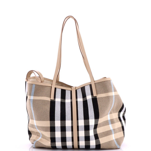 Beach Tote Vintage Check Canvas XL