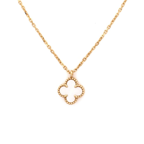 Sweet Alhambra Pendant Necklace 18K Yellow Gold and Mother of Pearl