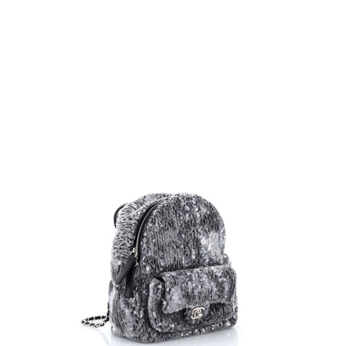 Waterfall Backpack Sequins with Leather Mini