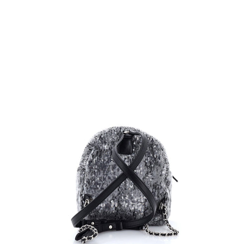 Waterfall Backpack Sequins with Leather Mini