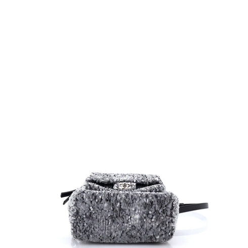 Waterfall Backpack Sequins with Leather Mini