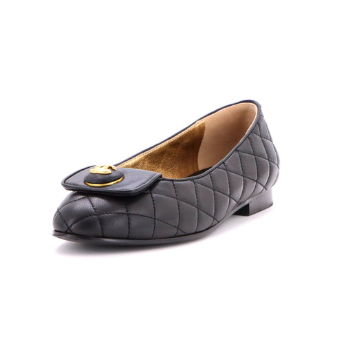 Women's CC Button Ballerina Flats Quilted Leather