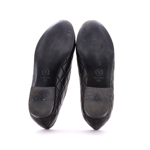Women's CC Button Ballerina Flats Quilted Leather