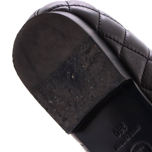 Women's CC Button Ballerina Flats Quilted Leather