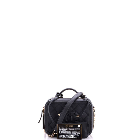 Filigree Vanity Case Quilted Caviar Small