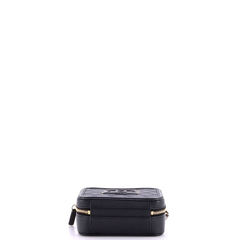 Filigree Vanity Case Quilted Caviar Small