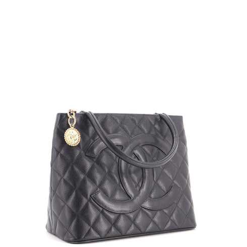 Medallion Tote Quilted Caviar