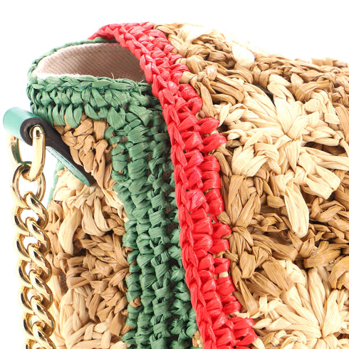 GG Marmont Flap Bag Raffia Small