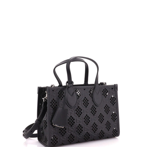 Convertible Tote GG Debossed Laser Cut Leather Small