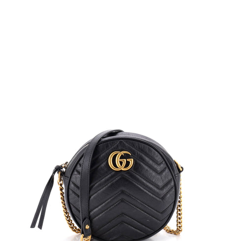 GG Marmont Round Shoulder Bag Matelasse Leather Mini