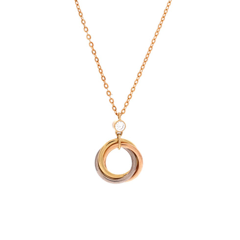 Trinity Pendant Necklace 18K Tricolor Gold with Diamond