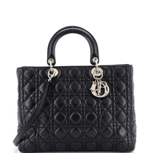 Vintage Lady Dior Bag Cannage Quilt Lambskin Large