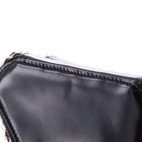 Triangle Double Pouch Crossbody Crystal Embellished Satin Mini
