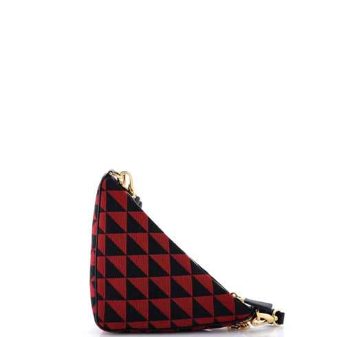 Symbole Triangle Bag Leather and Jacquard Mini