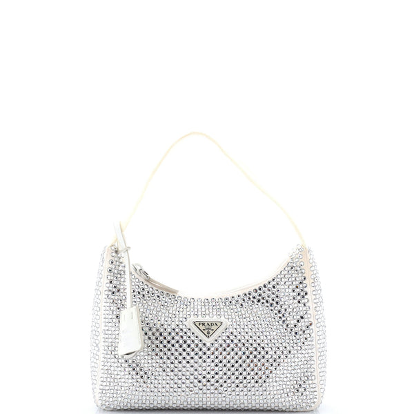Re-Edition 2000 Hobo Crystal Embellished Satin Mini