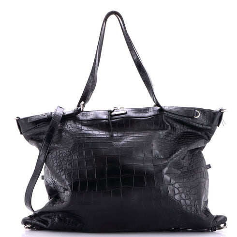 ID Convertible Bag Crocodile Embossed Leather Large
