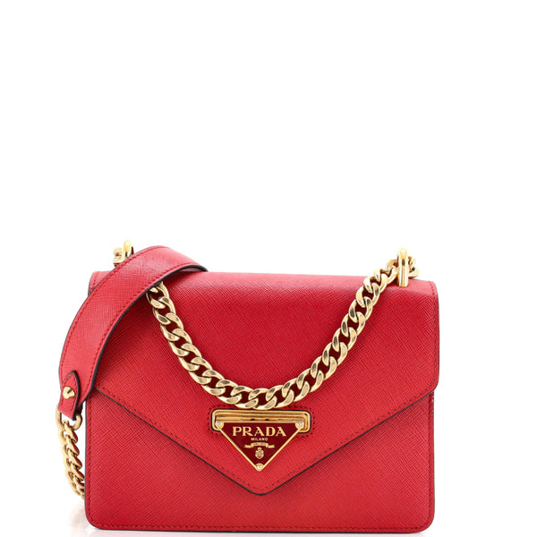 Envelope Flap Chain Shoulder bag Saffiano Leather Small