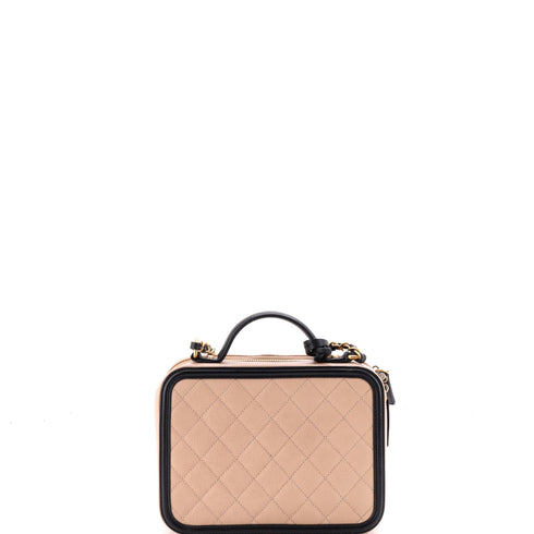 Filigree Vanity Case Quilted Caviar Medium