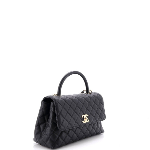 Coco Top Handle Bag Quilted Caviar Small