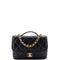 CC Chain Top Handle Square Backpack Quilted Caviar Medium