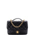 CC Chain Top Handle Square Backpack Quilted Caviar Medium