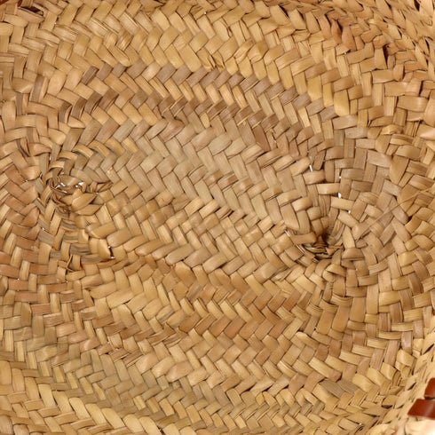 Basket Tote Woven Raffia with Leather