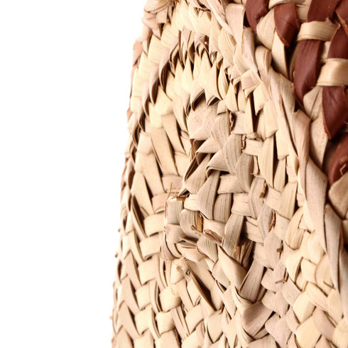 Basket Tote Woven Raffia with Leather