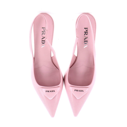 Women's Triangle Logo Slingback Pumps Leather