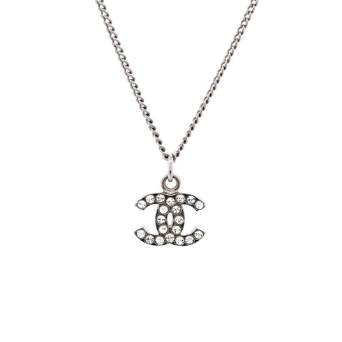 CC Crystal Logo Necklace Metal