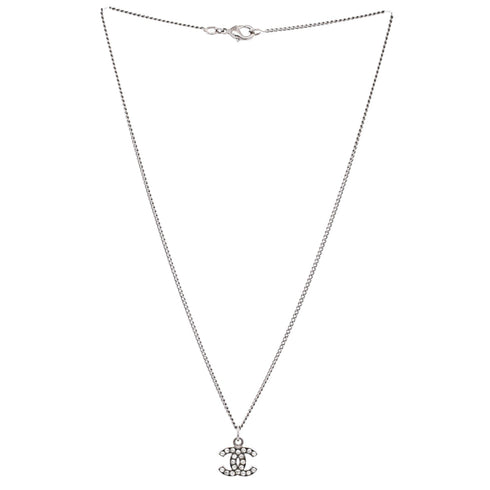 CC Crystal Logo Necklace Metal