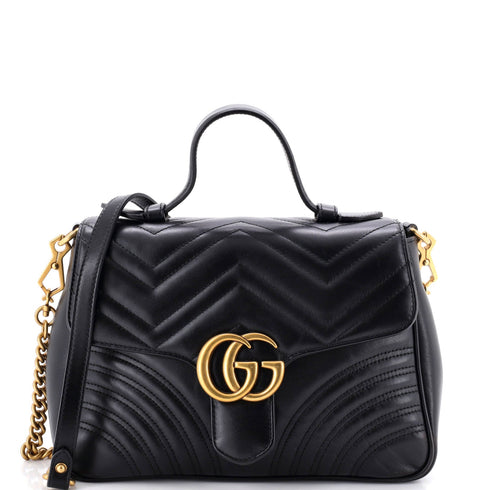 GG Marmont Top Handle Flap Bag Matelasse Leather Small