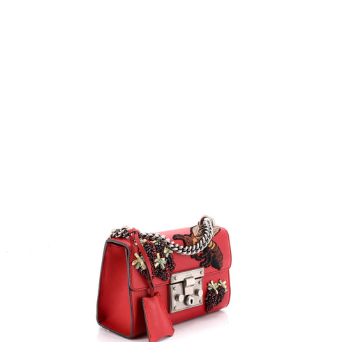 Padlock Shoulder Bag Embellished Leather Small