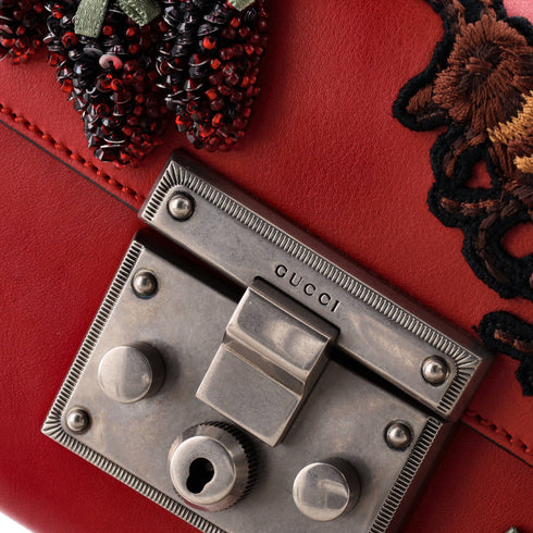 Padlock Shoulder Bag Embellished Leather Small