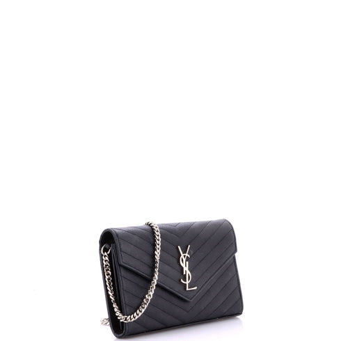 Classic Monogram Wallet on Chain Matelasse Chevron Leather Medium
