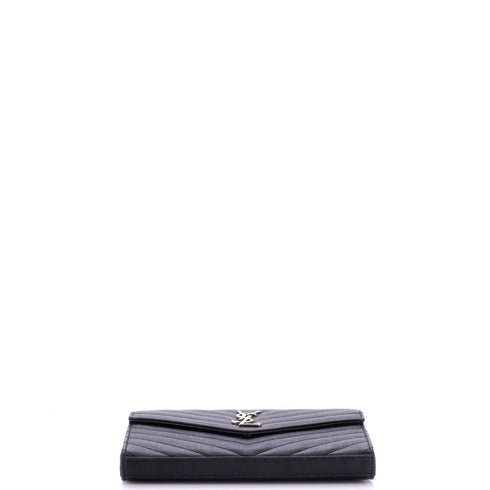Classic Monogram Wallet on Chain Matelasse Chevron Leather Medium