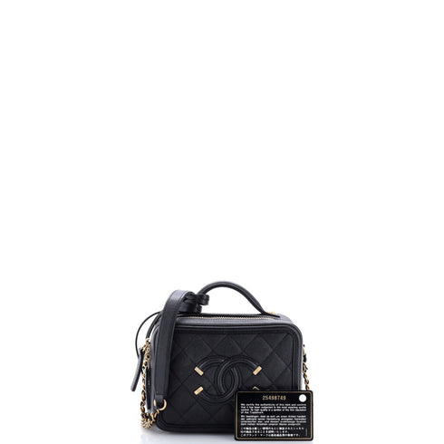 Filigree Vanity Case Quilted Caviar Small