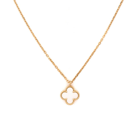 Sweet Alhambra Pendant Necklace 18K Yellow Gold and Mother of Pearl