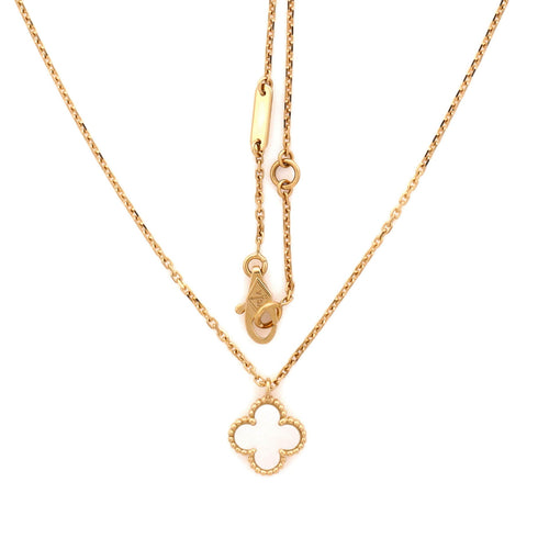Sweet Alhambra Pendant Necklace 18K Yellow Gold and Mother of Pearl