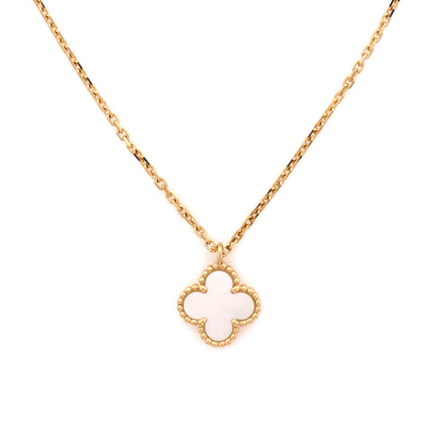 Sweet Alhambra Pendant Necklace 18K Yellow Gold and Mother of Pearl