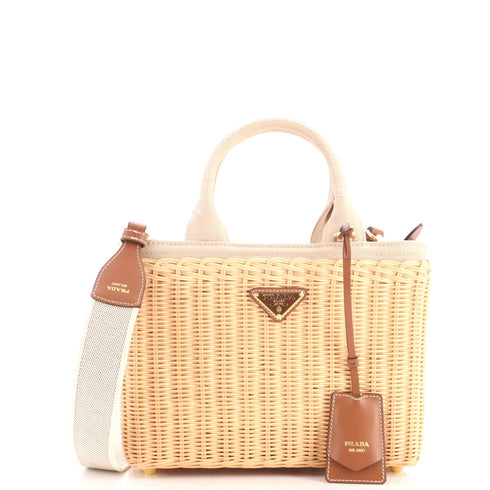 Basket Bag Wicker with Canapa Small