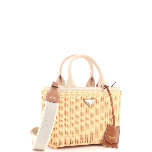 Basket Bag Wicker with Canapa Small