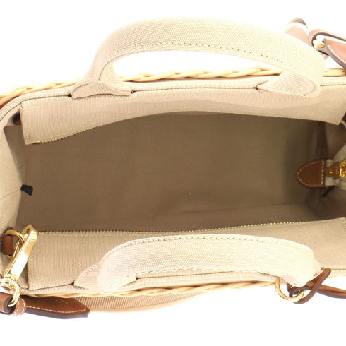 Basket Bag Wicker with Canapa Small