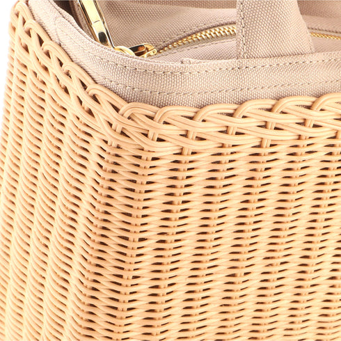 Basket Bag Wicker with Canapa Small