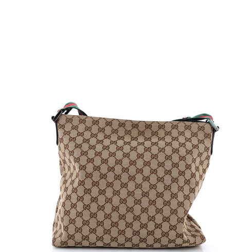 Web Strap Zip Messenger Bag GG Canvas Medium