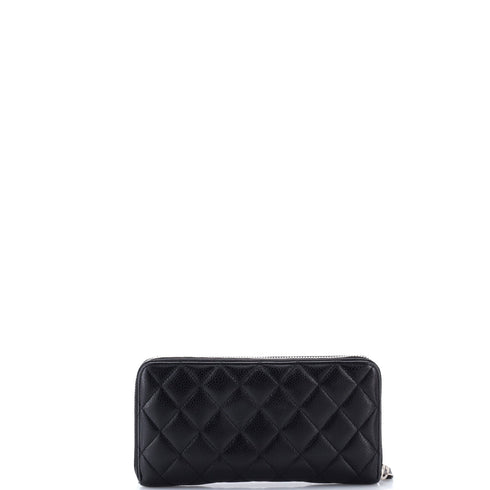 Zip Around Wallet Quilted Caviar Long